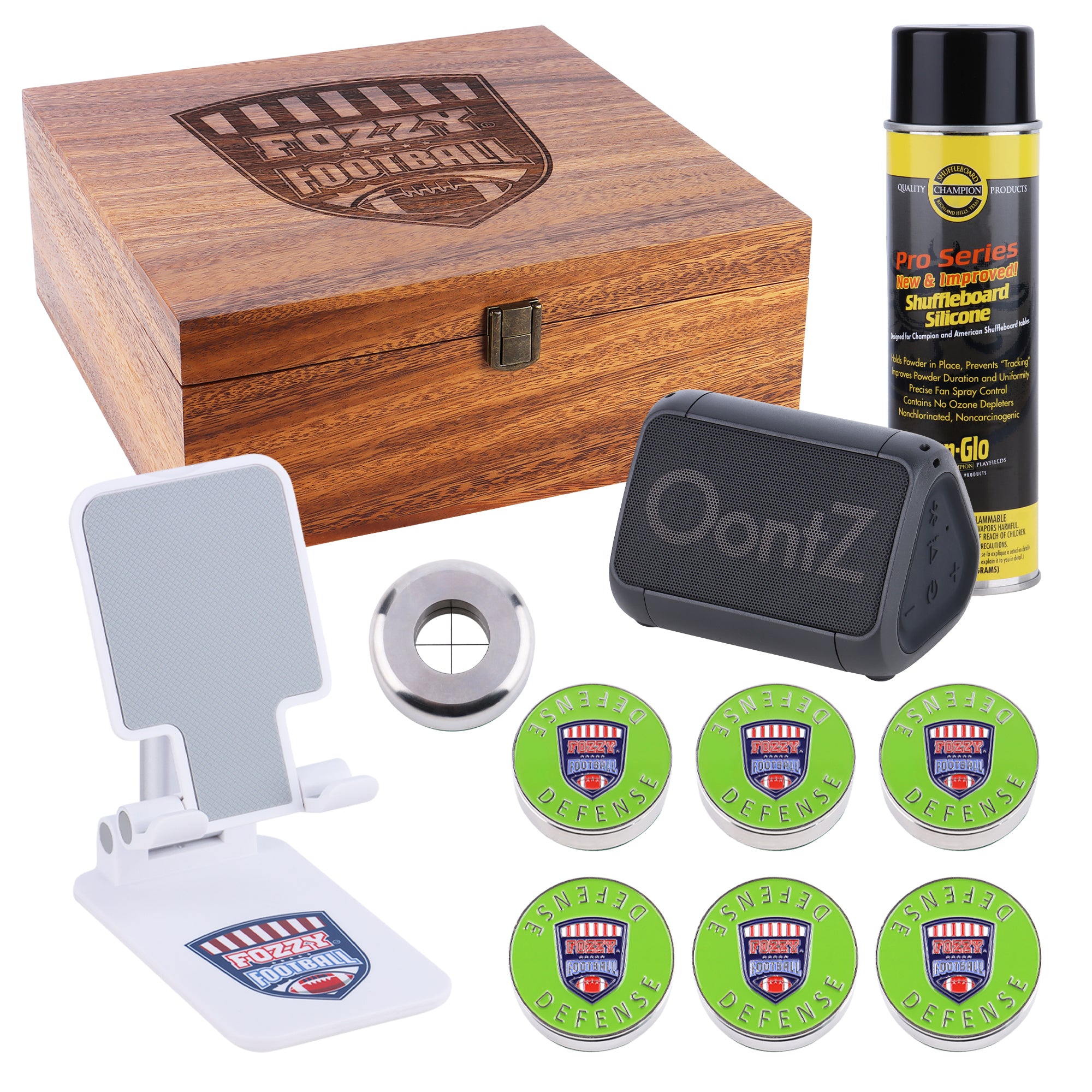 Fozzy Football Tabletop Set accessories with wooden box