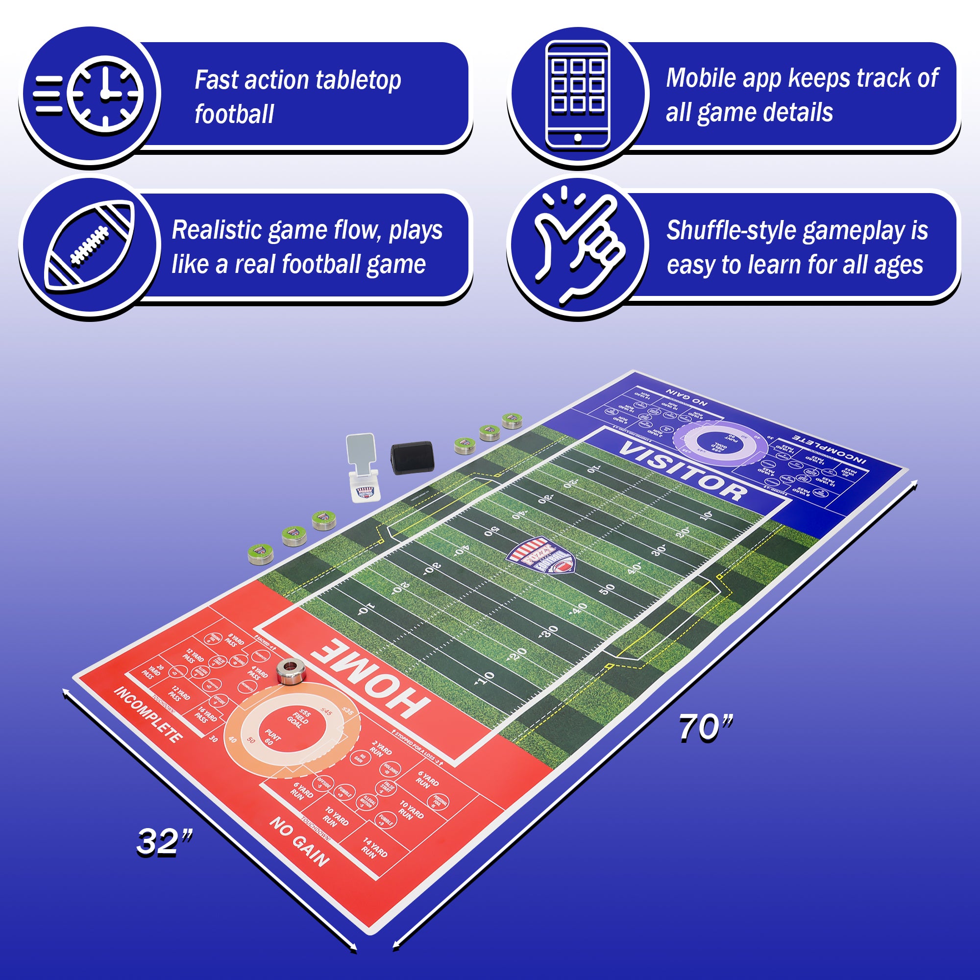 Fozzy Football Tabletop Set benefits and size 32x70