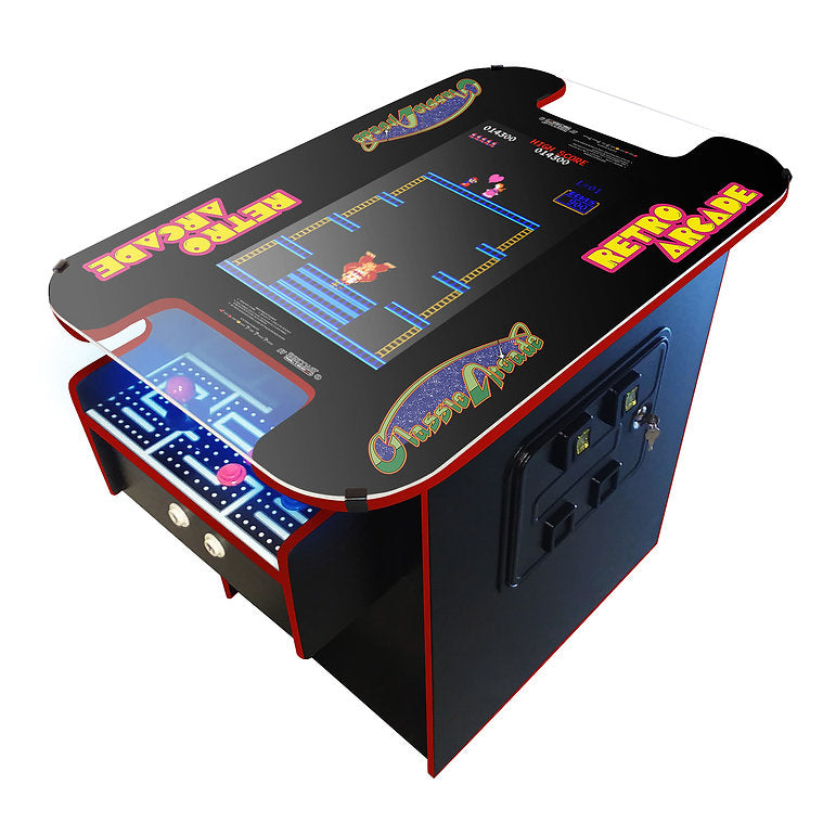 Suncoast Premium Cocktail Arcade Machine 60 Games red trim angle view