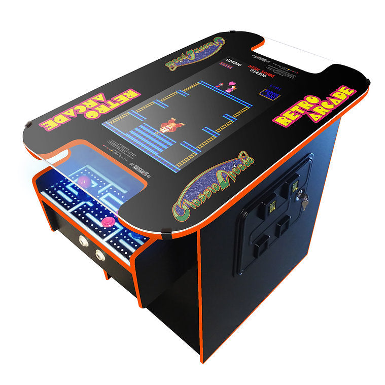 Suncoast Premium Cocktail Arcade Machine 60 Games orange trim angle view