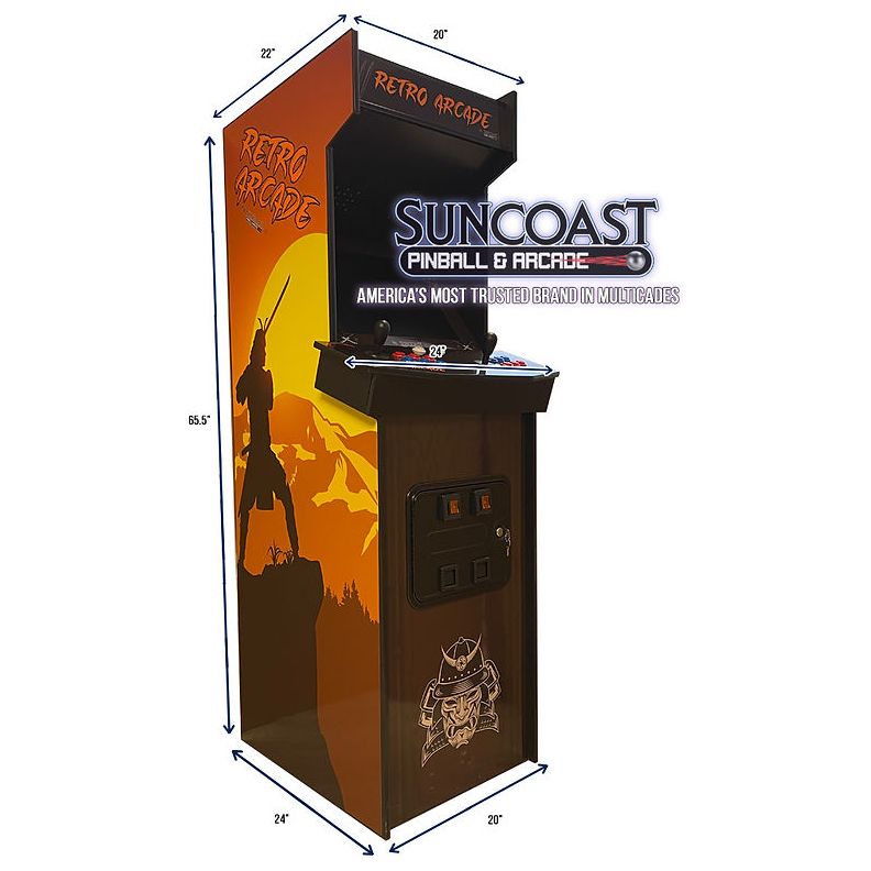 Suncoast Full Size Side-By-Side Arcade Machine 750 Games dimensions side view