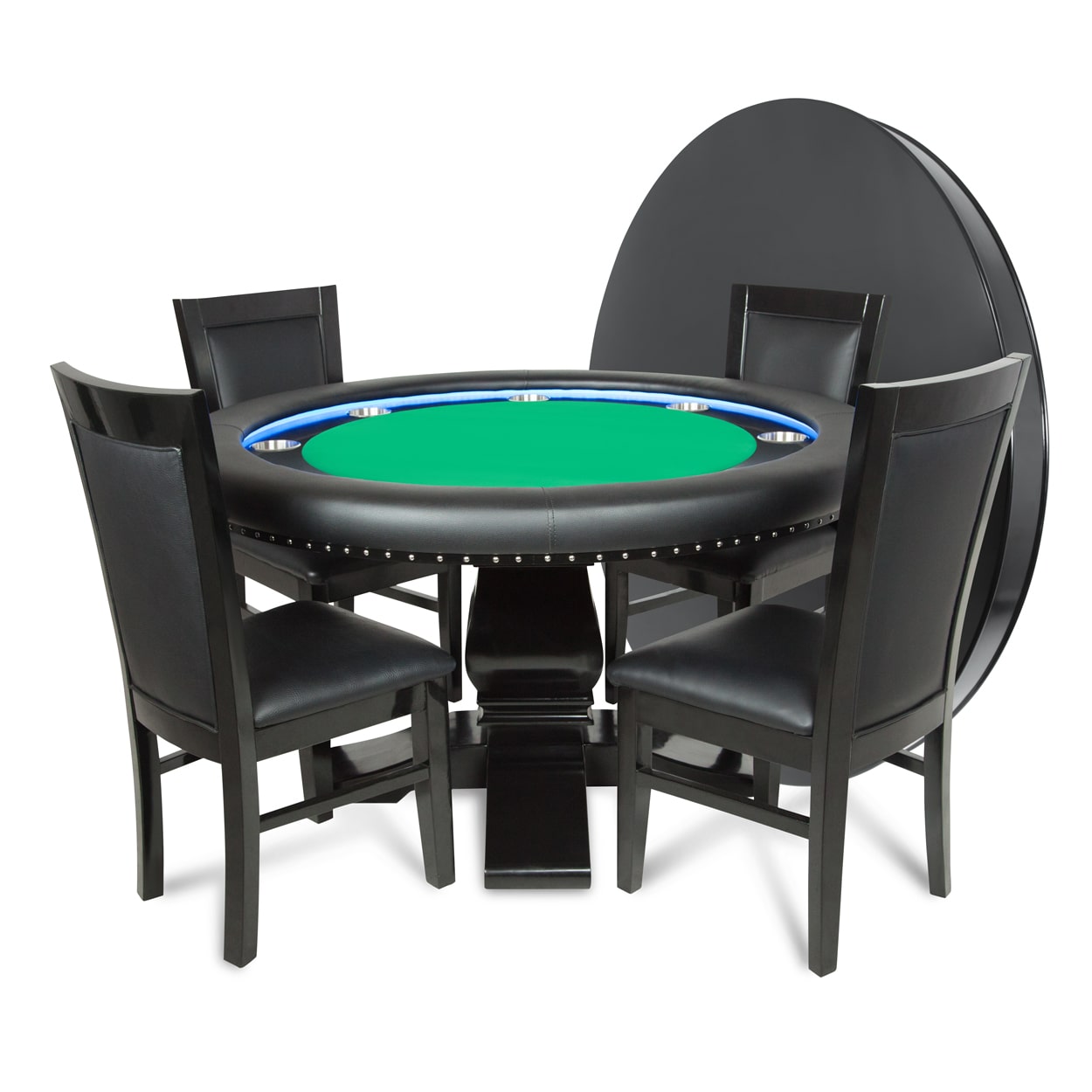 BBO The Ginza LED Poker Table green felt with dining top and chairs