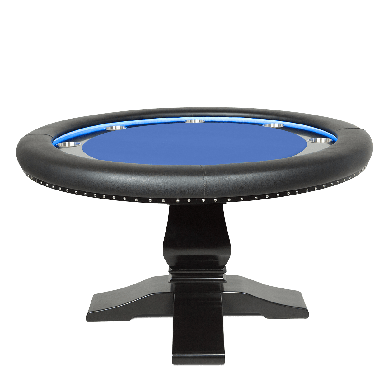 BBO The Ginza LED Poker Table blue velveteen front view 