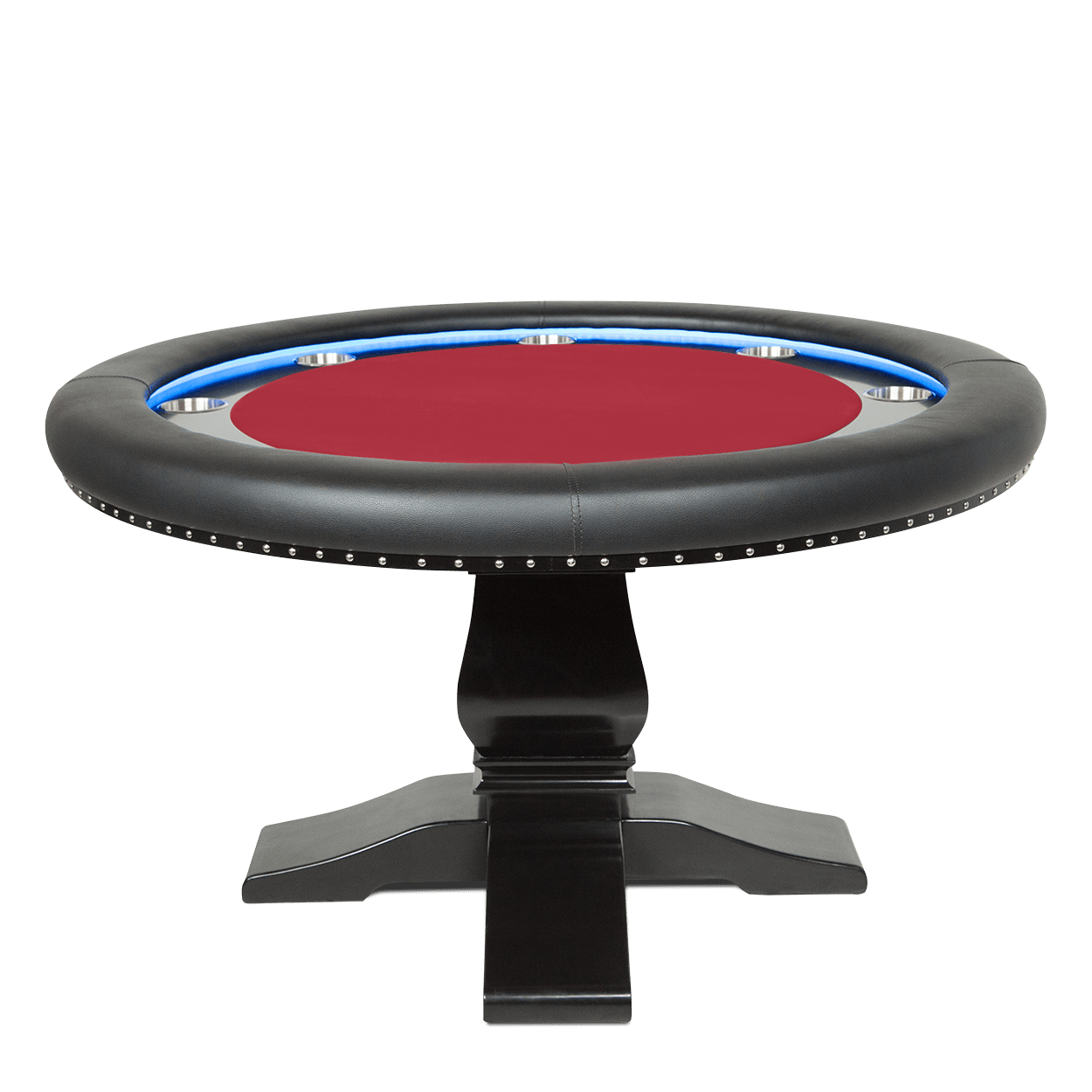 BBO The Ginza LED Poker Table red velveteen front view 