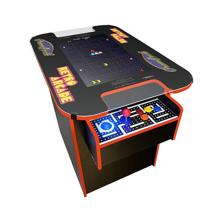 Suncoast XL Cocktail Arcade Machine 60 Games orange trim angle view 