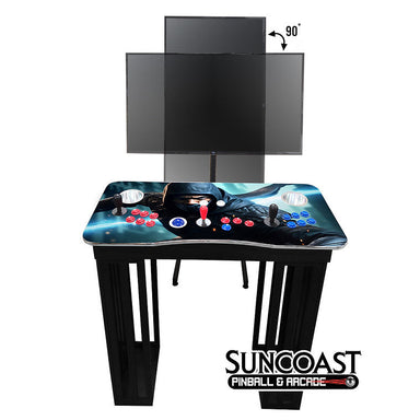 Suncoast 3 Sided Pedestal Arcade Machine With 3,516 Games & Stand front view angle