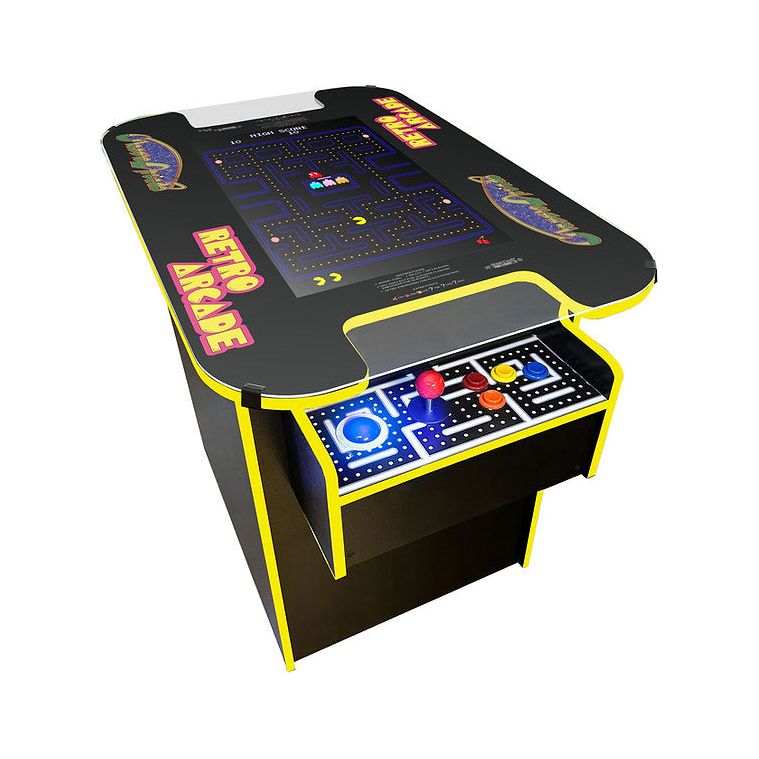 Suncoast XL Cocktail Arcade Machine 60 Games yellow trim angle view 