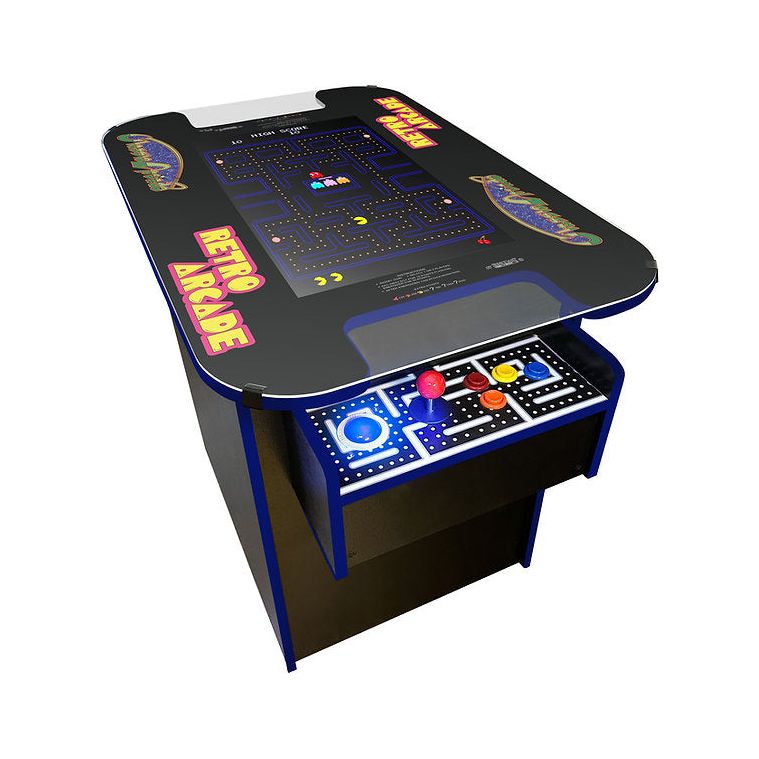 Suncoast XL Cocktail Arcade Machine 60 Games blue trim angle view