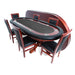 BBO The Rockwell Poker Table black cloth with dining top and six mahogany dining chairs