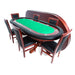BBO The Rockwell Poker Table green cloth with dining top and six mahogany dining chairs