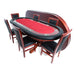 BBO The Rockwell Poker Table red cloth with dining top and six mahogany dining chairs