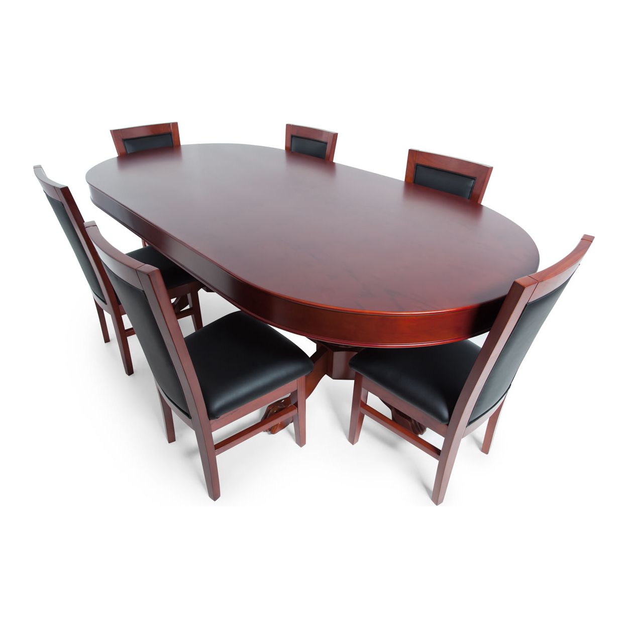 BBO The Rockwell Poker Table with dining top on and six mahogany chairs