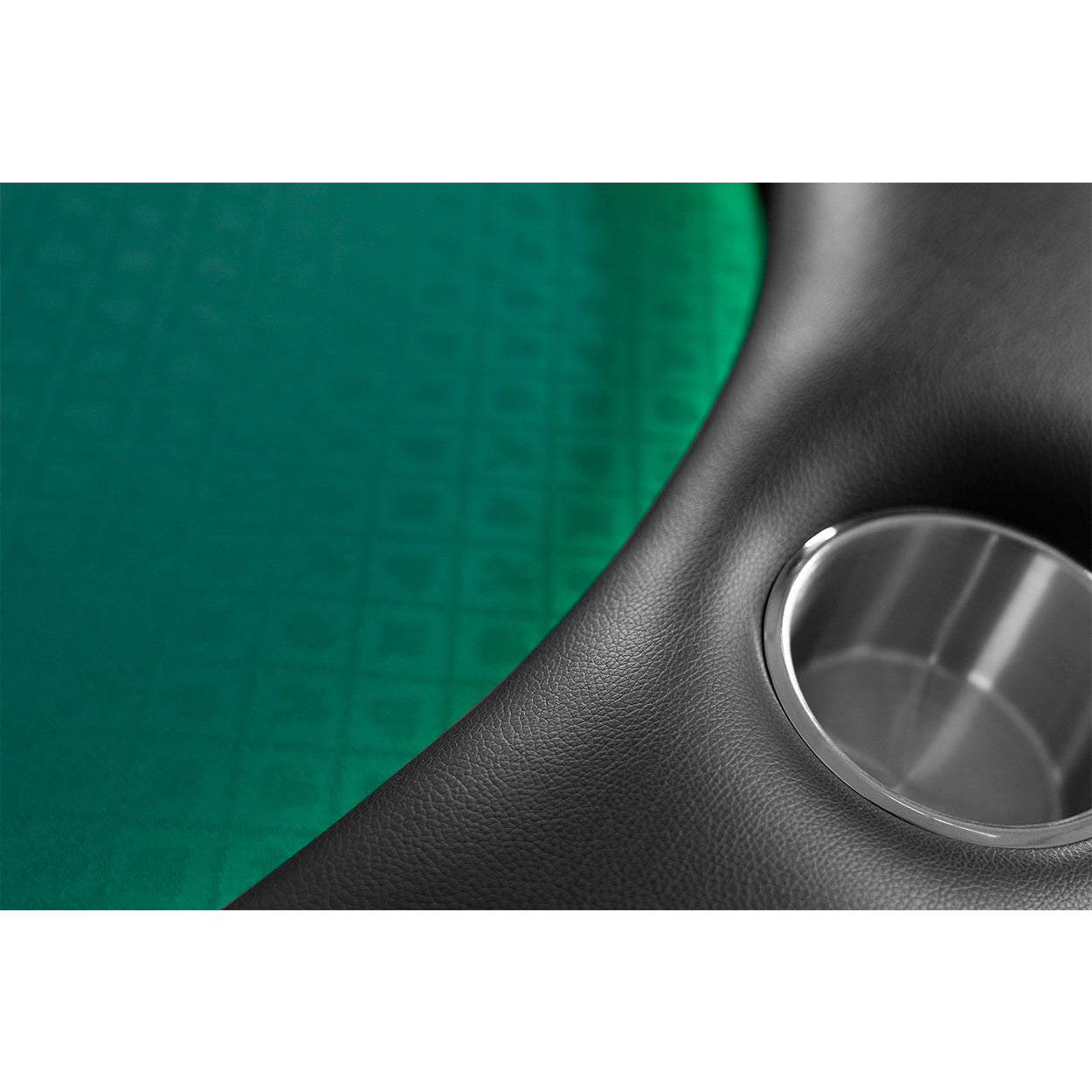 BBO The Aces Pro Alpha Folding Poker Table green speedcloth close up of cupholder