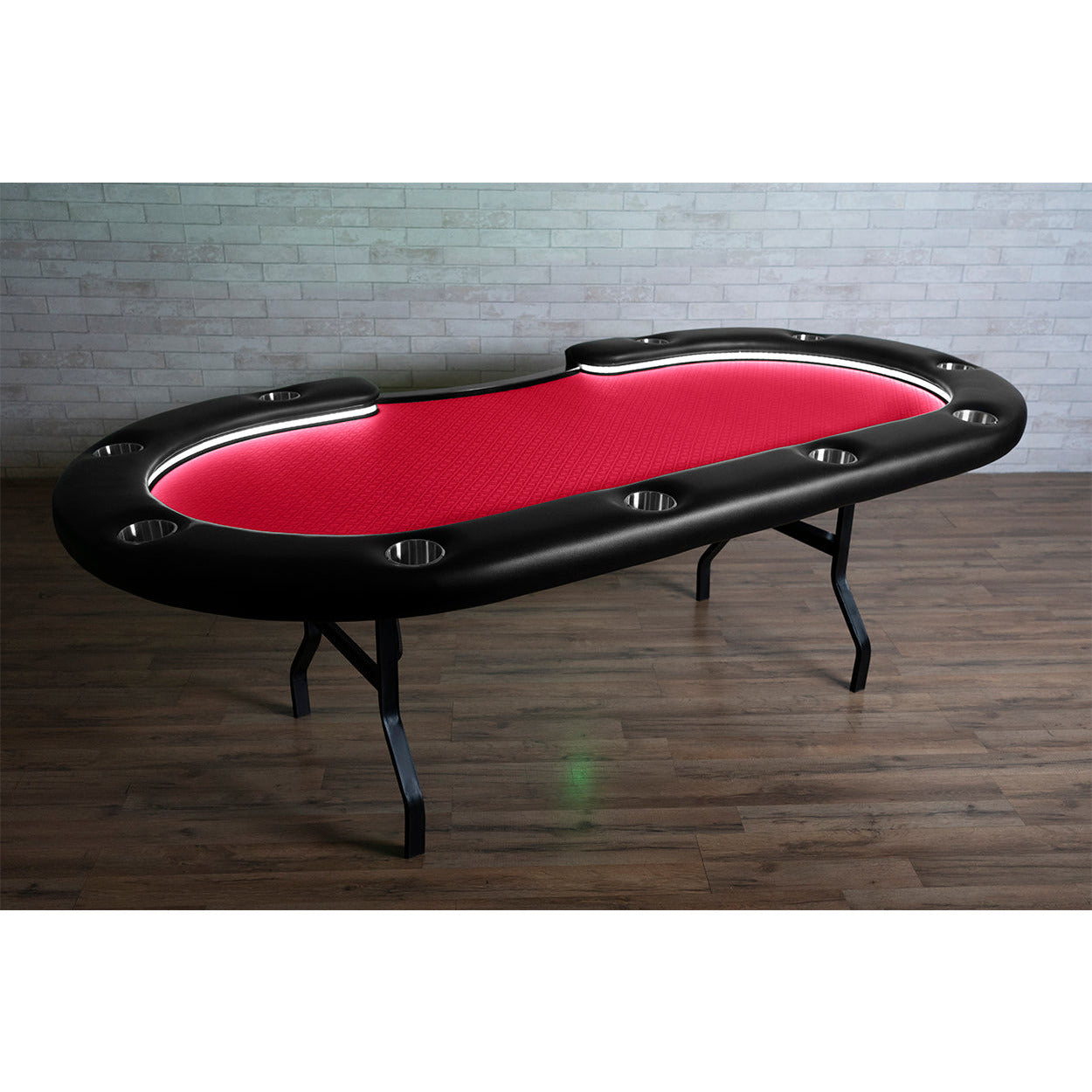 BBO The Aces Pro Alpha Folding Poker Table red speedcloth angle view 