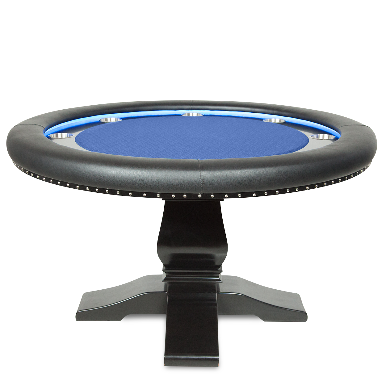 BBO The Ginza LED Premium Poker Table blue speedcloth front view