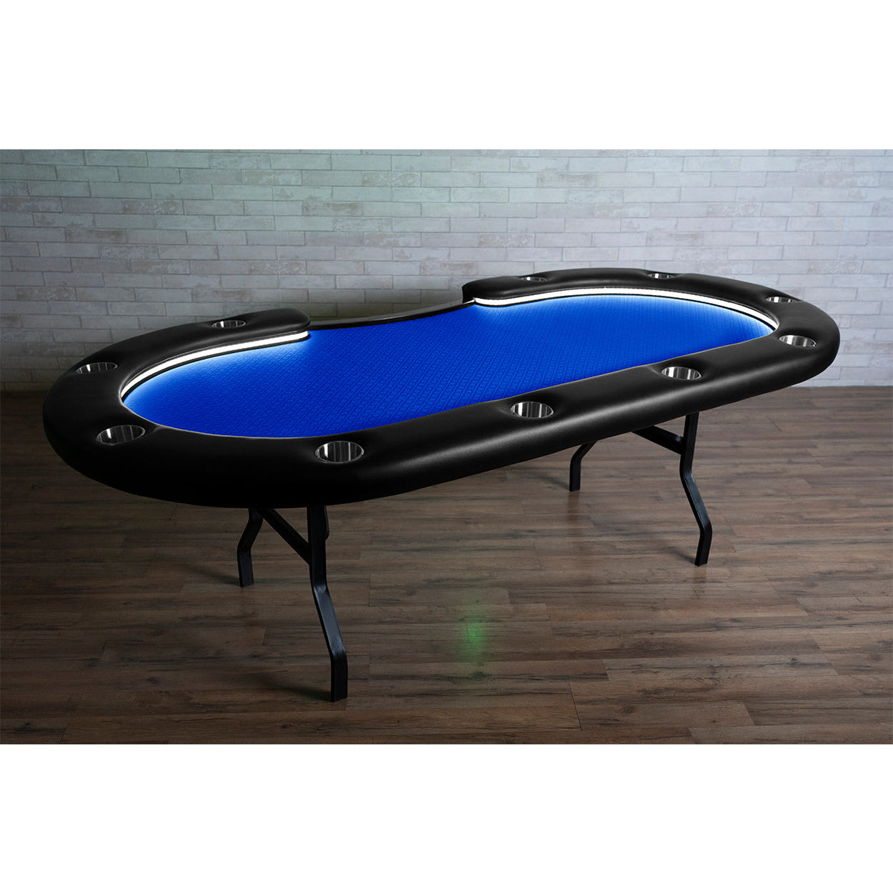 BBO The Aces Pro Alpha Folding Poker Table blue speedcloth angle view 