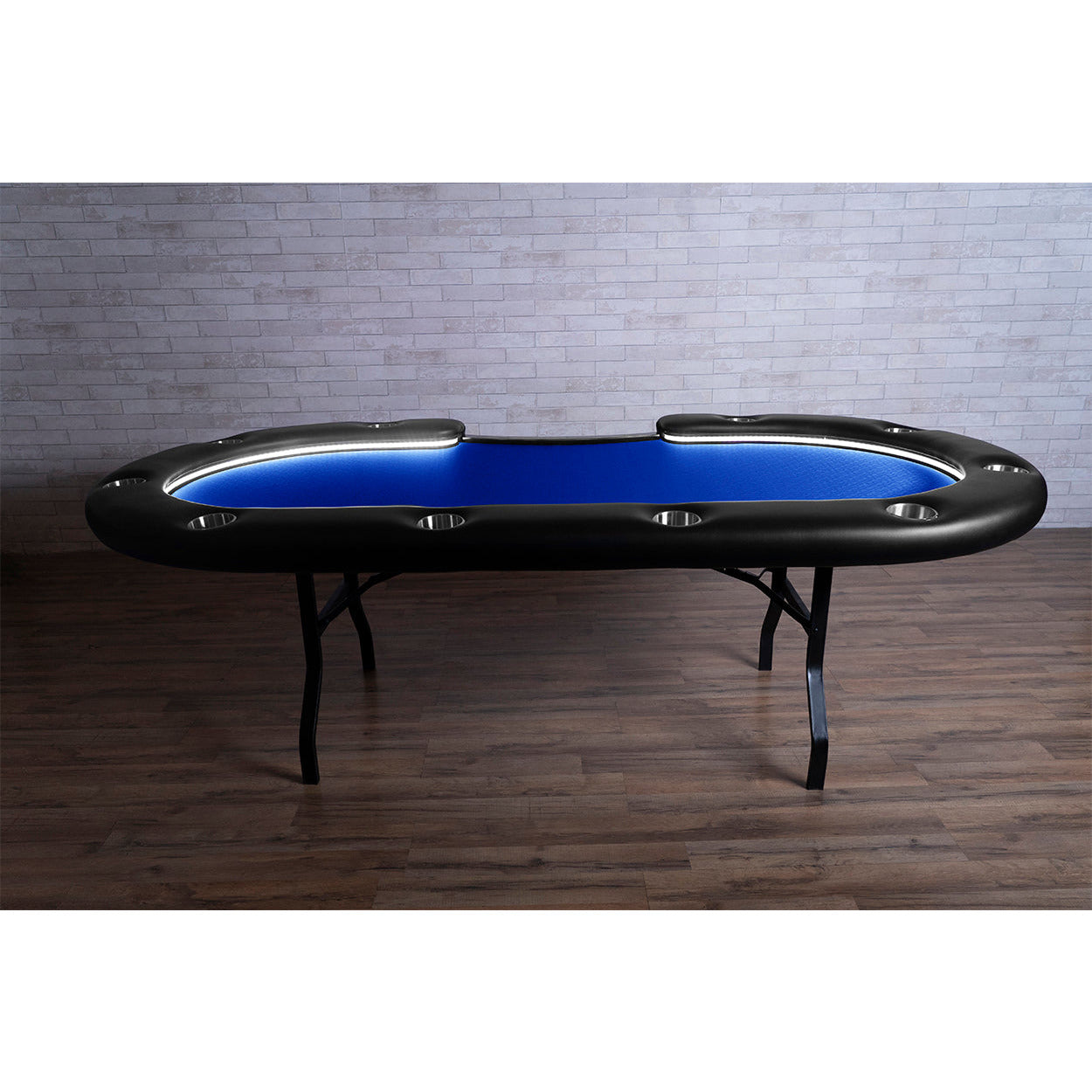 BBO The Aces Pro Alpha Folding Poker Table blue speedcloth side view