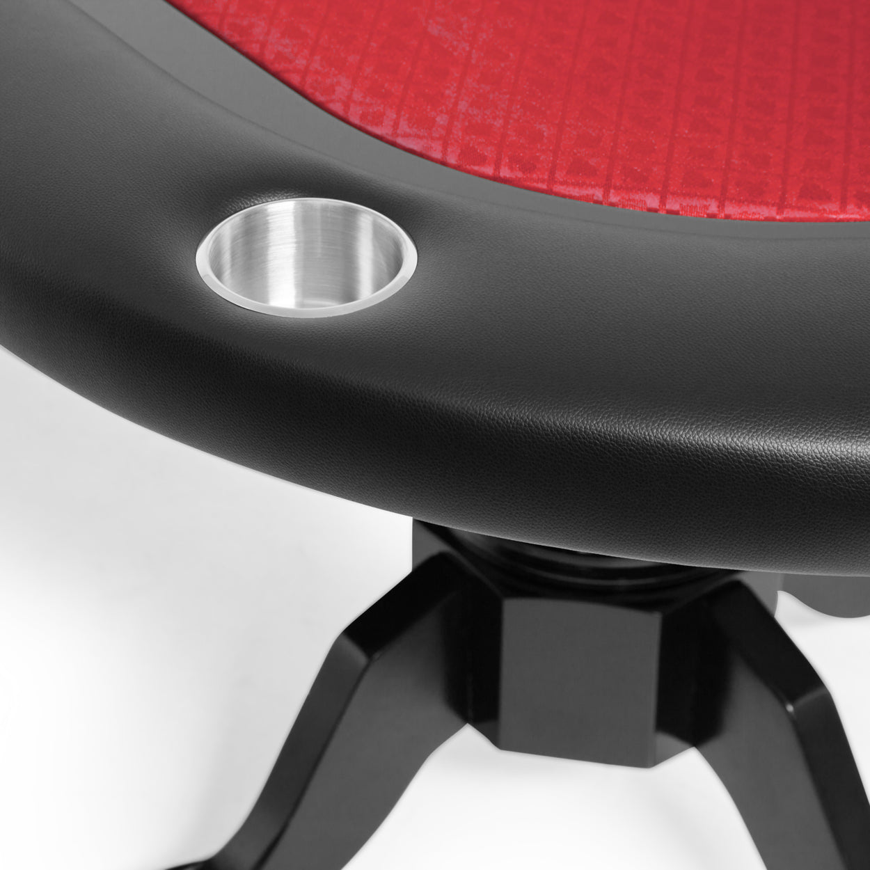 BBO The Elite Premium Poker Table red speedcloth close up of cupholder