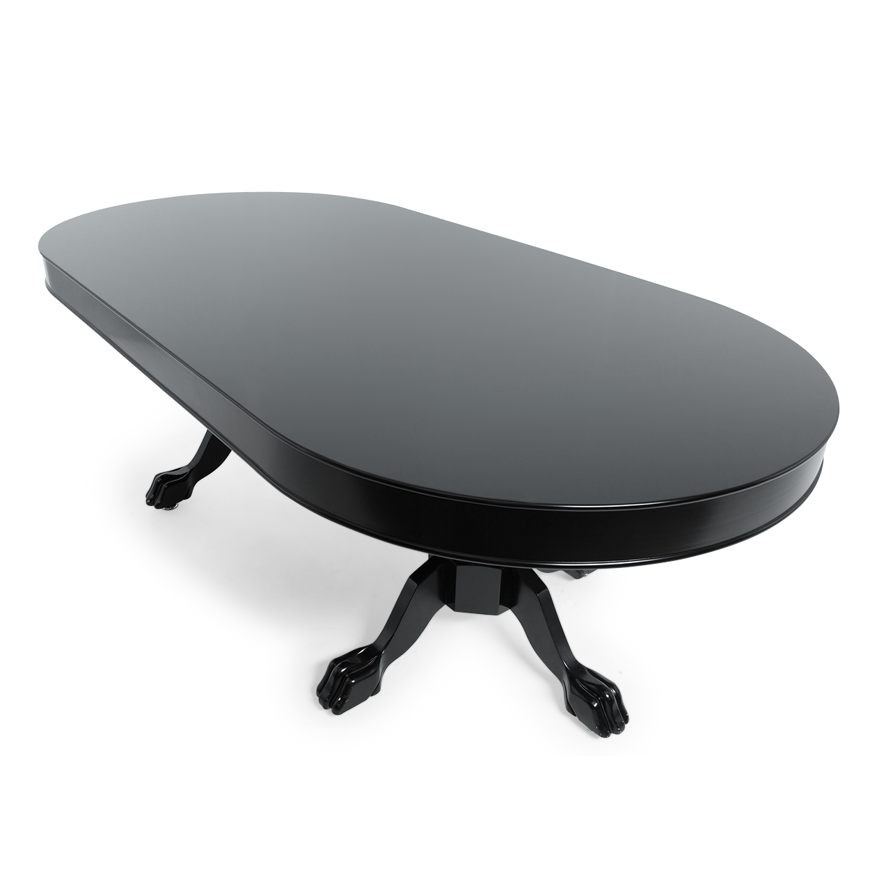 BBO The Elite Alpha Poker Table with dining top on front angle view 