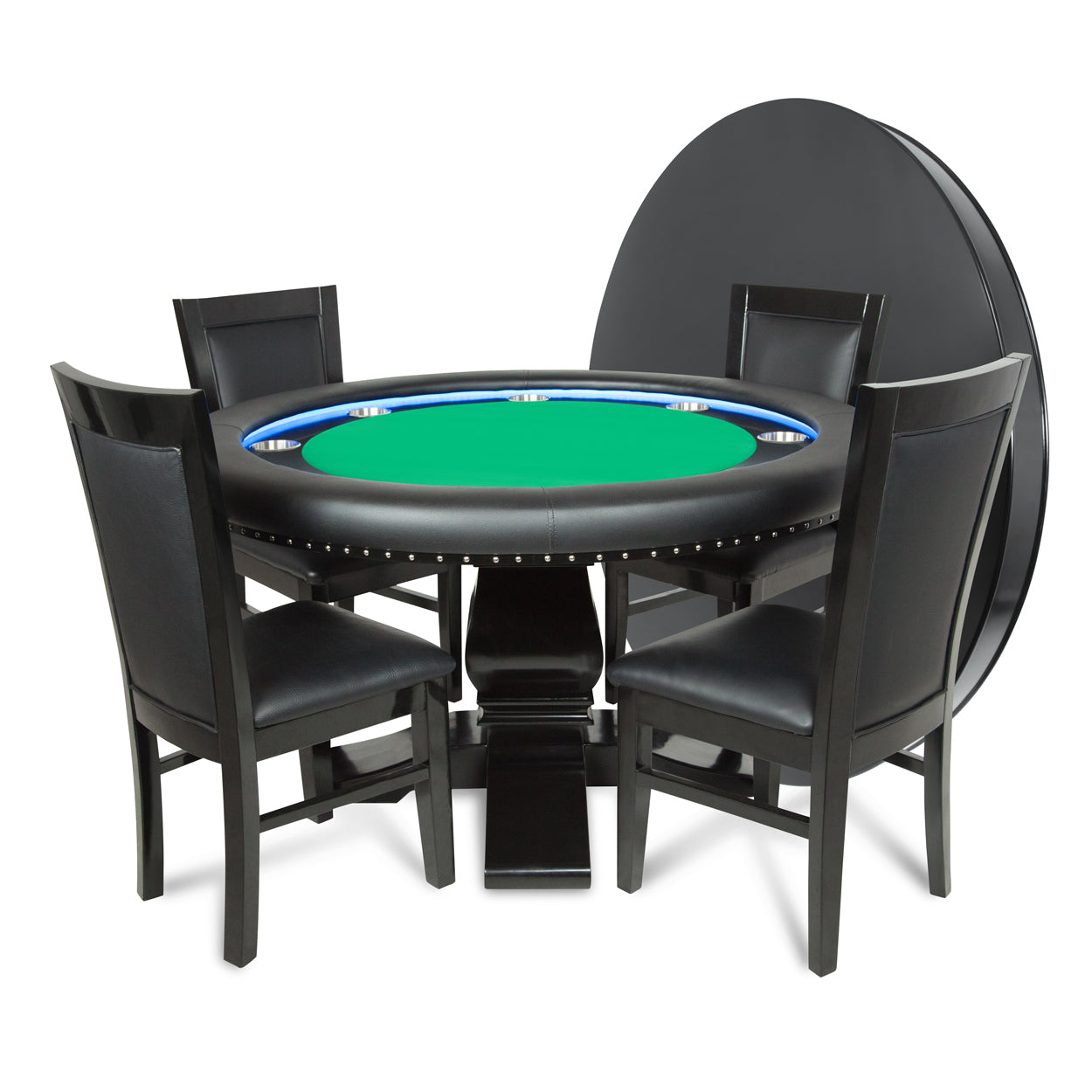 BBO The Ginza LED Premium Poker Table green with dining top and chairs 
