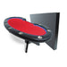BBO The Lumen HD Poker Table red with dining table on side angle view 