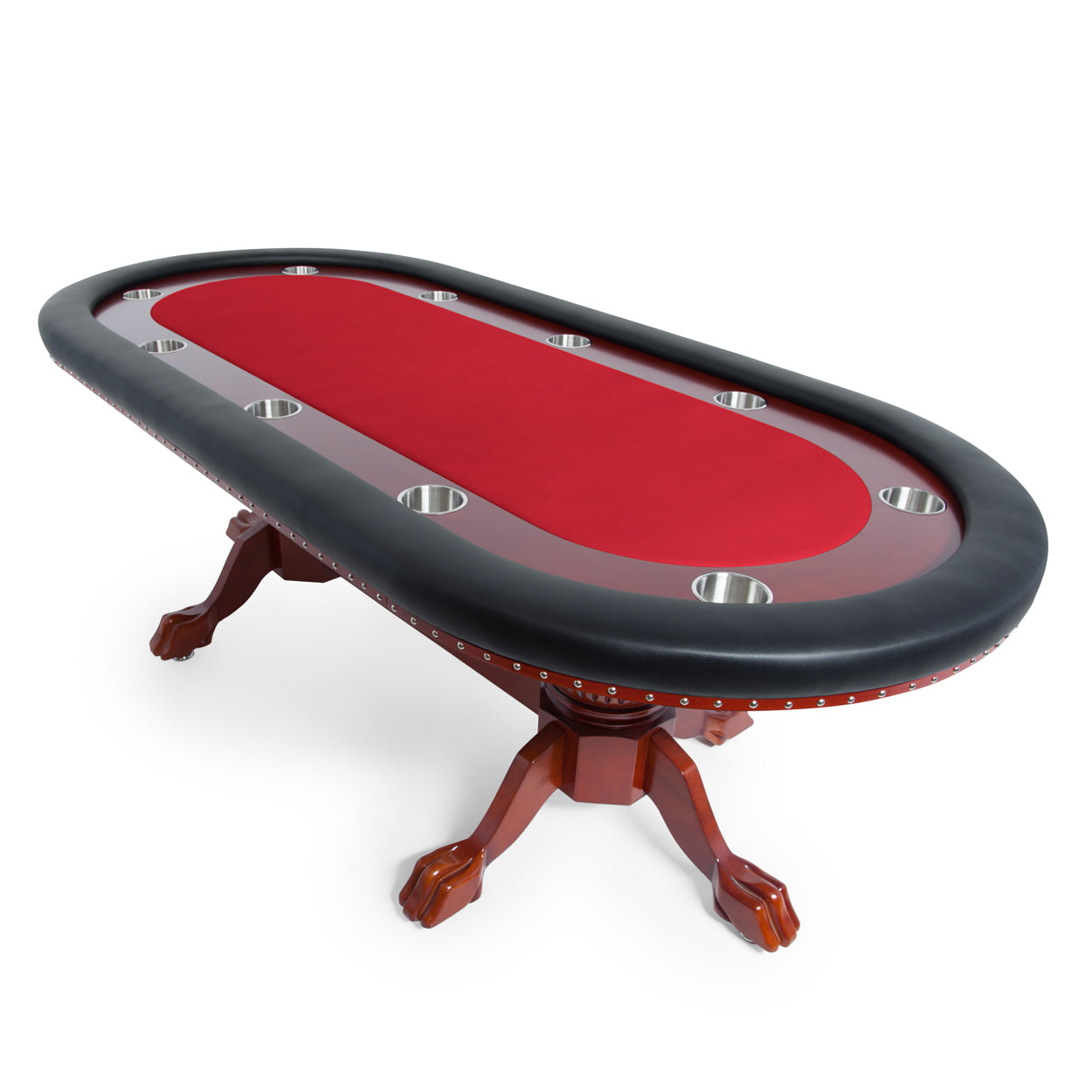 BBO The Rockwell Premium Poker Table red angle view 