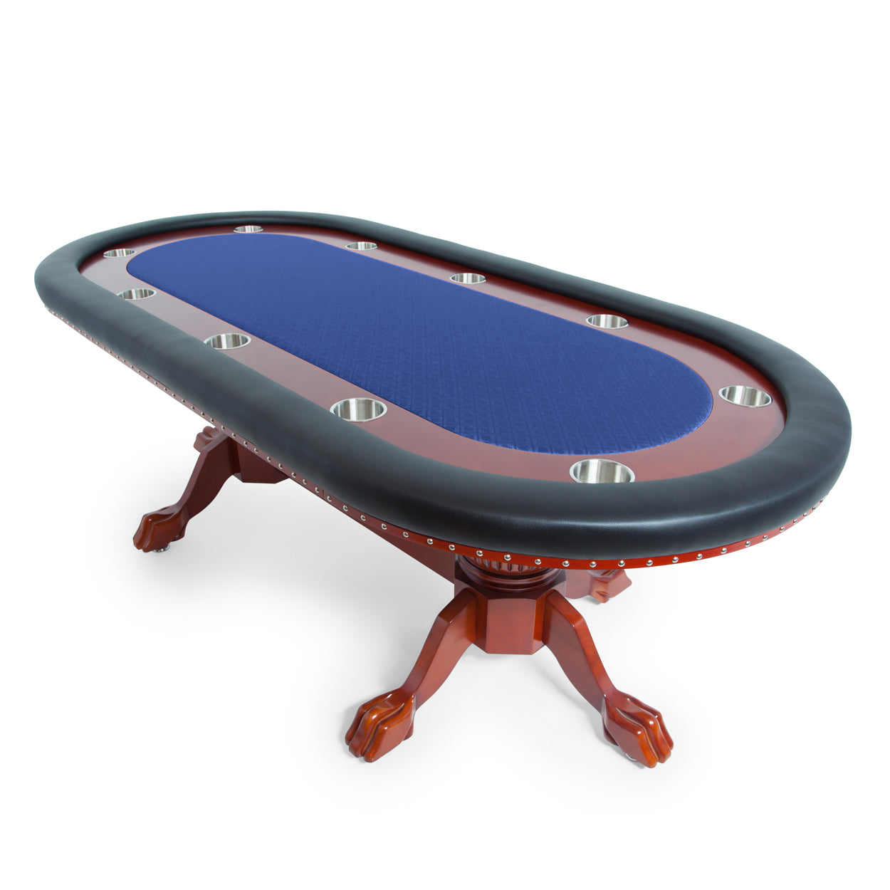 BBO The Rockwell Premium Poker Table blue speedcloth angle view 