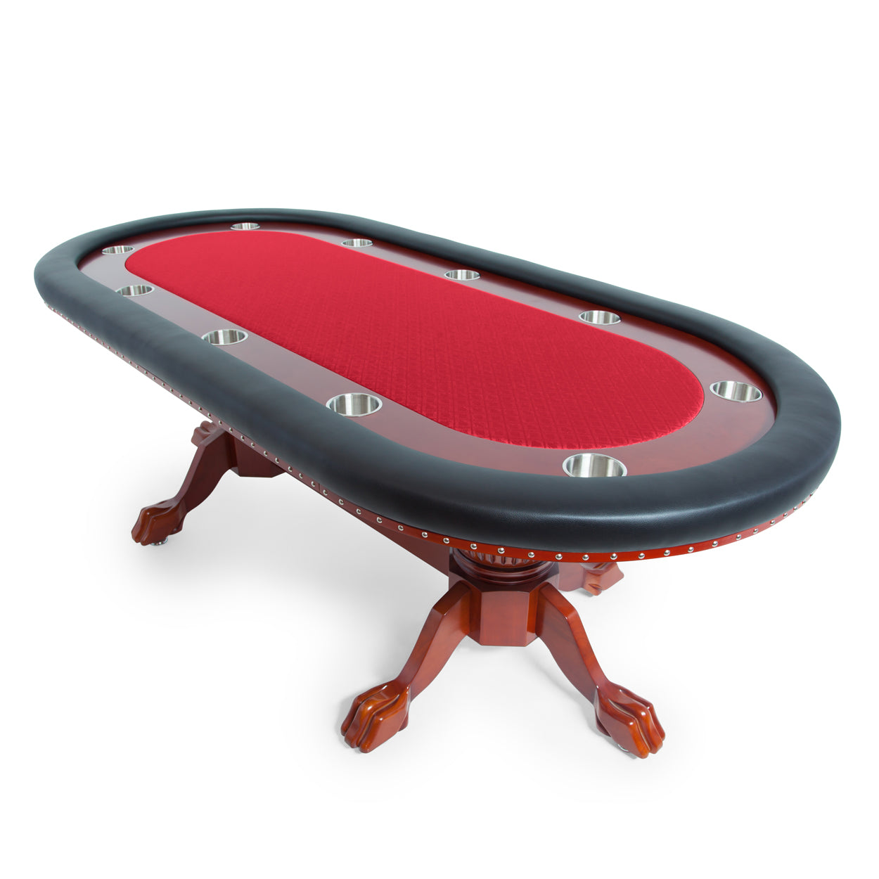 BBO The Rockwell Premium Poker Table red speedcloth angle view 