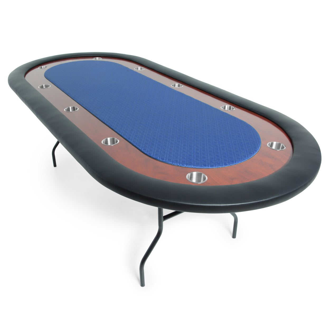 BBO The Ultimate Folding Poker Table blue speedcloth angle view 